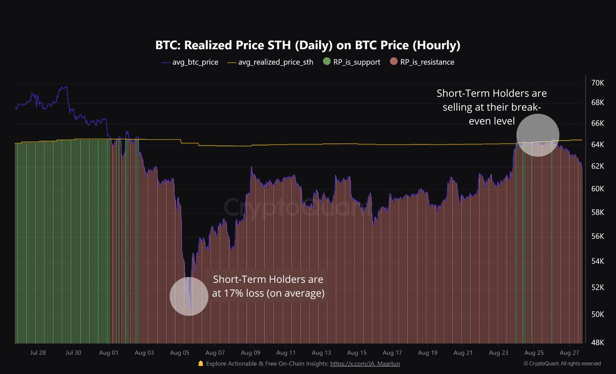 Bitcoin short-term holders metric